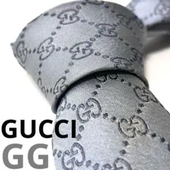 GUCCI グレーGGパターン シルクネクタイ