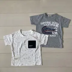 キッズ　男の子向け　Tシャツ2枚セット　白　グレー　シンプル　110