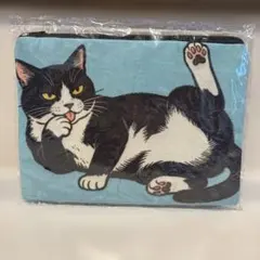 ワ*ー様 黒白猫　水色　ポーチ