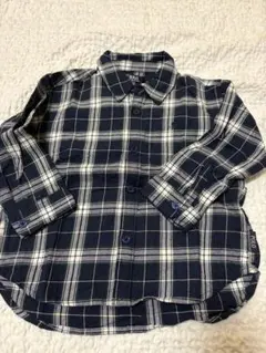 プティマイン　ネイビー系チェック 長袖シャツ 100