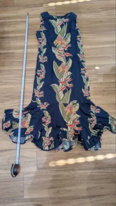 フラダンスドレス ネイビー フラワープリント