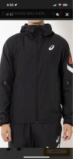ASICS ブラック ウィンドブレーカー Mサイズ　　番号2031E256
