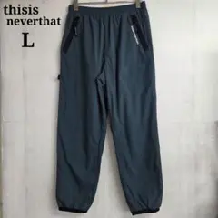 thisisneverthat　ナイロンパンツ　L　ダークスレート色　刺繍ロゴのサムネイル