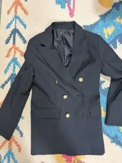 ネイビー ダブルブレスト テーラードジャケット