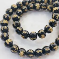 dr235/SALE！天然石◇梵字　大仏　ブラック　約8mm1連