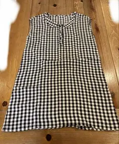 無印良品　授乳服 ブラック・ホワイト チェック M-L