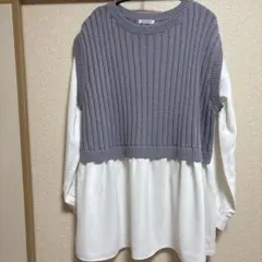 C.O.L.Z.A グレー ニット レイヤードシャツMサイズ