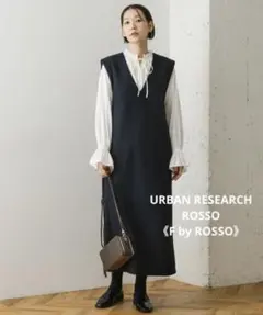 『UR TECH』F by ROSSOウールライクジャンパーワンピース◆NAVY