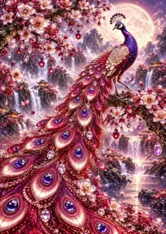 孔雀と桜 アートポスター インテリア 絵画