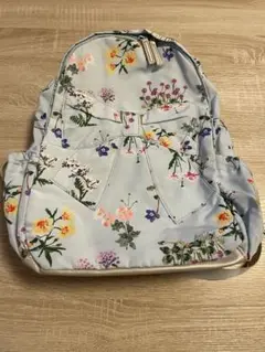 ハッカキッズキッズ　リュック 花柄水色
