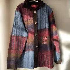 René Derby マルチカラーニットカーディガン