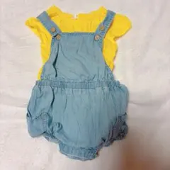 USJコーデ　OLD NAVY デニムオーバーオールロンパース