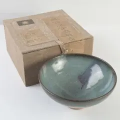超レア品】小樽窯 小樽焼 白勢栄悦 緑玉織部 茶碗 共箱付 ◇茶道具 箱