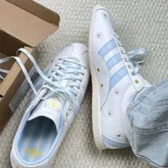中国限定　adidas 安福　スニーカー ホワイト×ライトブルー 花柄