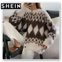 SHEIN ダイヤモンドパターン カーディガン 大きいサイズ Livesso