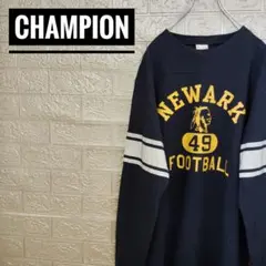 チャンピオンChampionカレッジロゴ古着ロングTシャツ紺XLロンT