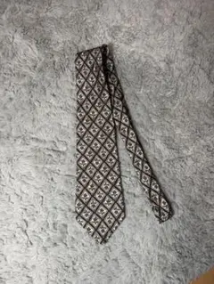 M.T.Valentino ネクタイ ブラウン 総柄 小紋柄 レトロ クラシック