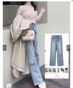 GRL ワイドセミフレアデニムパンツ Cu136