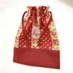 ハンドメイド 巾着 小物入れ 給食袋 女の子 いちご ストロベリー ローズ