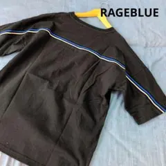 RAGEBLUE 　半袖Tシャツ　黒　ライン　シンプル　おしゃれ　メンズ　L