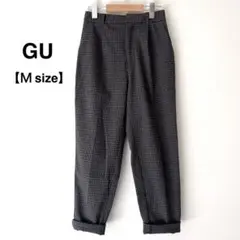 GU ジーユー　グレー　チェック柄パンツ　スラックス　テーパードシルエット