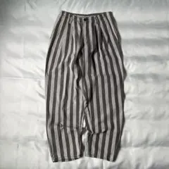 00s 初期 old ブラックストライプ ツータック テーパード ワイドパンツ