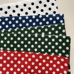 はぎれ ドット柄5枚セット まとめ売り 水玉柄 白黒 青 緑 赤 ブロード
