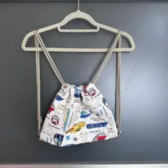 【ハンドメイド】ナップサック 巾着 電車柄 キルティング 男の子 入園入学