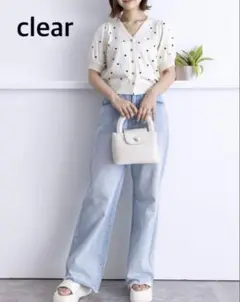 clearハート柄 半袖カーディガン