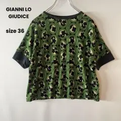 GIANNI LO GIUDICE 花柄 サークル 半袖カットソー 総柄 緑 黒のサムネイル