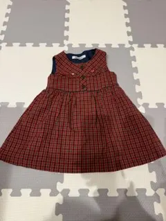 familiar 赤黒　チェック ノースリーブワンピース