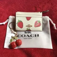 COACH ストロベリー柄 ミニスキニーコイン・ID・定期ケース (おまけ付き）のサムネイル