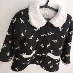 リボン柄フリース襟付きアウター