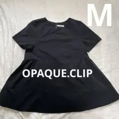 オペークドットクリップ　ペラムブラウス　レディース　トップス　黒　ブラック　M