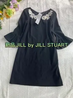 新品未使用JILL by JILL STUART 膝丈ワンピース袖フリル花柄刺繍