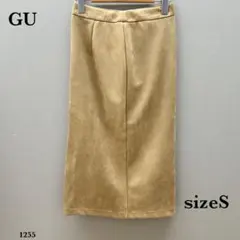 美品❗️GU『ジーユー』スエード タイト スカート【S】ベージュ