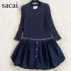 Sacai ニットショート ドッキングワンピース　22ss 楽天市場】sacai サカイ SCW-044 タートルニット切替 ストライプ