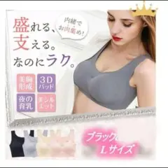 ナイトブラ Lサイズ 新品 ブラック 育乳ブラ シームレス ノンワイヤー