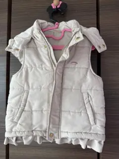 petit main フード付き中綿ベスト M ベージュ