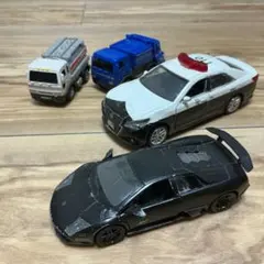 【ミニカー4台set】クラウンパトカー／ランボルギーニ／タンクローリーごみ収集車のサムネイル
