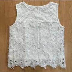 ViS ビス ホワイト レース ノースリーブ トップス