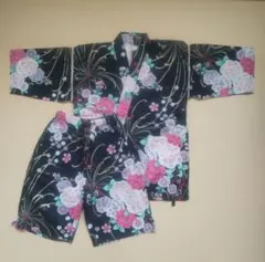 花柄甚平 Sサイズ 黒