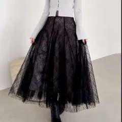dazzlin スパンコールチュールチェックスカート ブラック Mのサムネイル