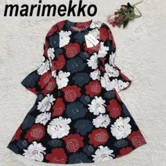 marimekko マリメッコ 総柄 ワンピース 七分袖 38 綿混 - メルカリ