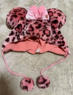 ミニーマウス ヒョウ柄ファンキャップ ピンク 旧ヒョウ柄ファンキャップ