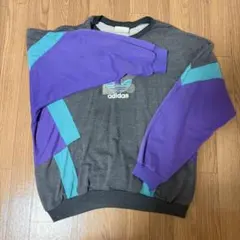 アディダス ヴィンテージ スウェット 刺繍ロゴ 切り替え 配色◎ 古着