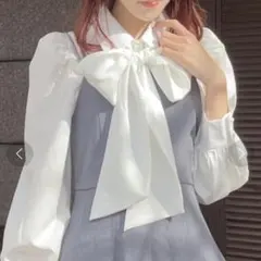 【one way】パフスリーブボウタイ付きブラウス