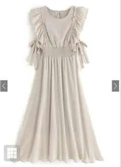 フリルダブルサイドリボンフレアワンピース