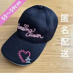 マンシングウェア　キャップ　メッシュ　ゴルフ　フリーサイズ　ブラック　黒　ピンク