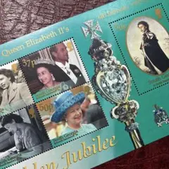 77520セール現品限　外国切手　英領南ジョージア発行エリザベス女王小型シート